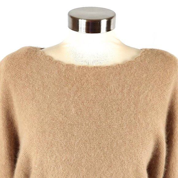 Rafaella Camel Scallop Neck Lambs Wool/Rabbit Hair Sweater - Picture 5 of 16